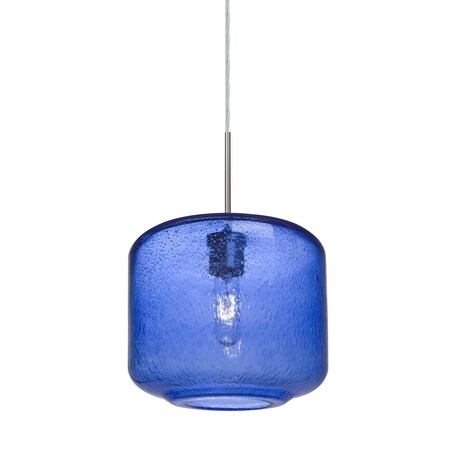 Besa Lighting Niles 10 Cord Pendant, Blue Bubble, Satin Nickel, 1x60W Incandescent 1JT-NILES10BL-SN